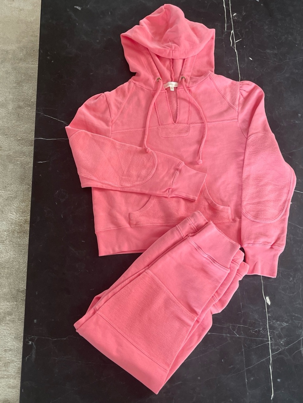LoveShackFancy Coral Pink Hoodie & Joggers Set size XS New